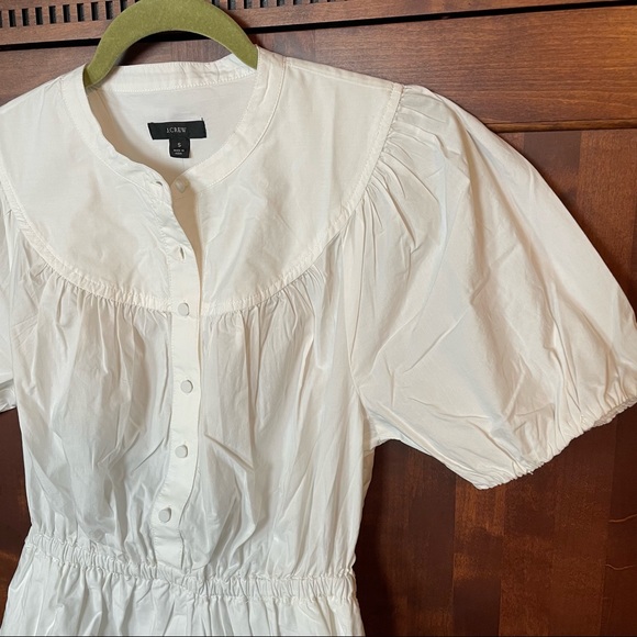 Relisted! J Crew S Cottagecore White Puff Sleeve Cotton Poplin Shirtdress - Picture 10 of 17